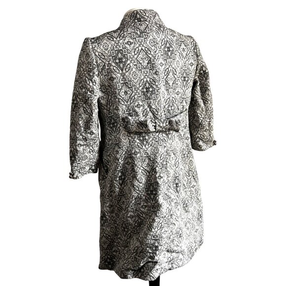 Zara Basic Silver Wool Blend 3/4 Long Blazer Sz Medium Womens Bow Back - Picture 7 of 13